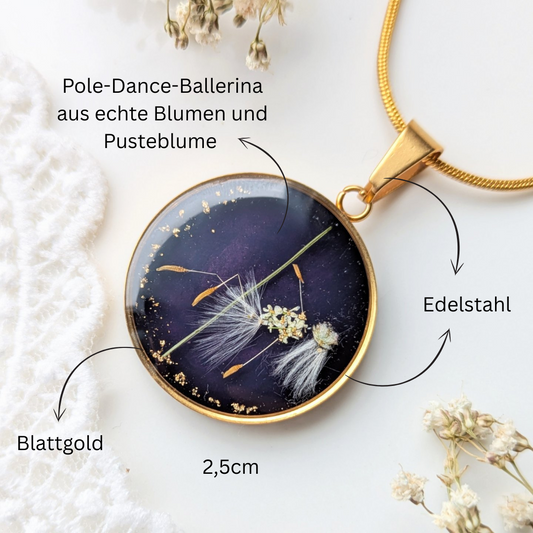 Auf Bestellung – Halskette mit echter Pusteblume – handgefertigt, inspiriert von Pole-Dance-Ballerina