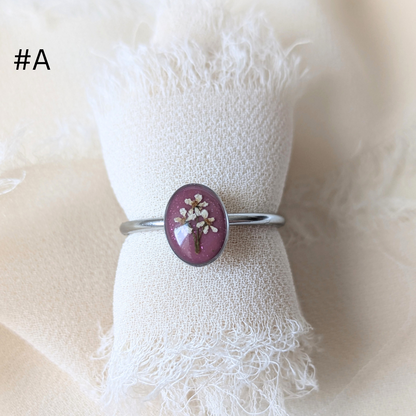 Verstellbarer Harz-Ring mit echten Blumen | Gold & Silber | Handgefertigt, Natur-Inspiration