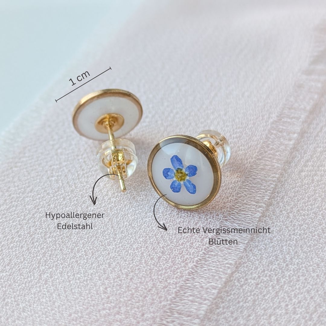 Zartes Schmuckset mit echten Vergissmeinnicht-Blüten. Ein Schmuckstück voller Leichtigkeit & Erinnerung