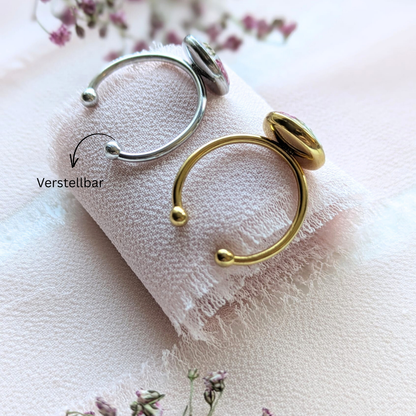 Verstellbarer Ring mit echten Blumen – Edelstahl Ring Gold oder Silber