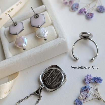 Elegantes Schmuckset mit echten Blumen & Süßwasserperlen – 3-teilig & handgefertigt