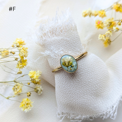 Verstellbarer Harz-Ring mit echten Blumen | Gold & Silber | Handgefertigt, Natur-Inspiration