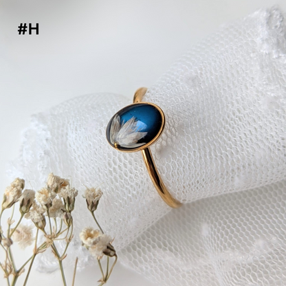 Verstellbarer Harz-Ring mit echten Blumen | Gold & Silber | Handgefertigt, Natur-Inspiration